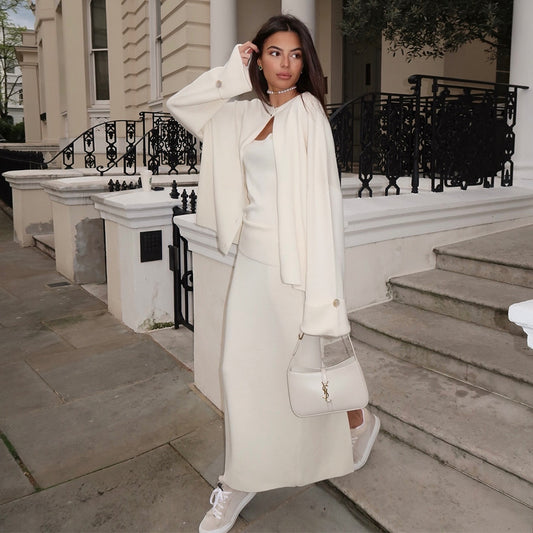 Knitted Long Sleeve Cardigan Camisole Skirt Set Women Autumn Winter Sweater Three Piece Set - Iyanka