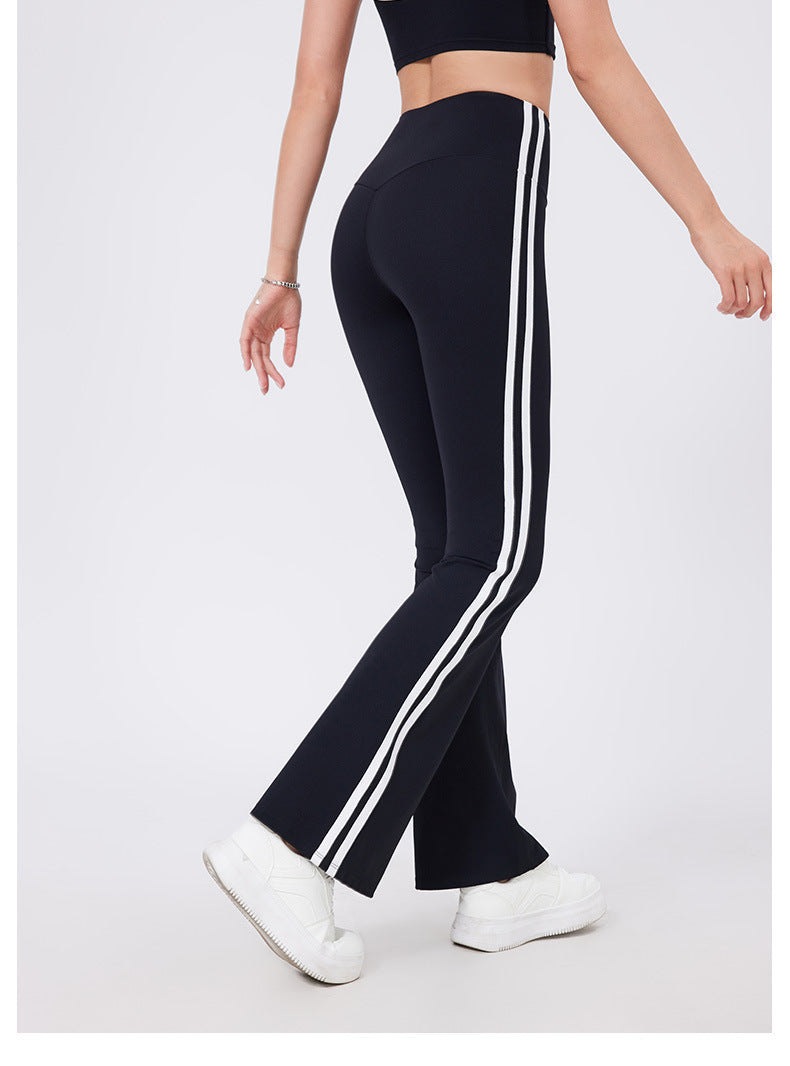 High Waist Yoga Pants Sexy Running Sports Peach Hip Raise Fitness Pants Nude Feel Stretch Flared Pants - Iyanka