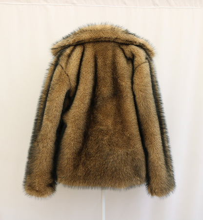 Women Fur Coat Imitated Mink Fur Collared Coat Winter Windproof Warm Loose Velvet Trench Coat plus Size - Iyanka