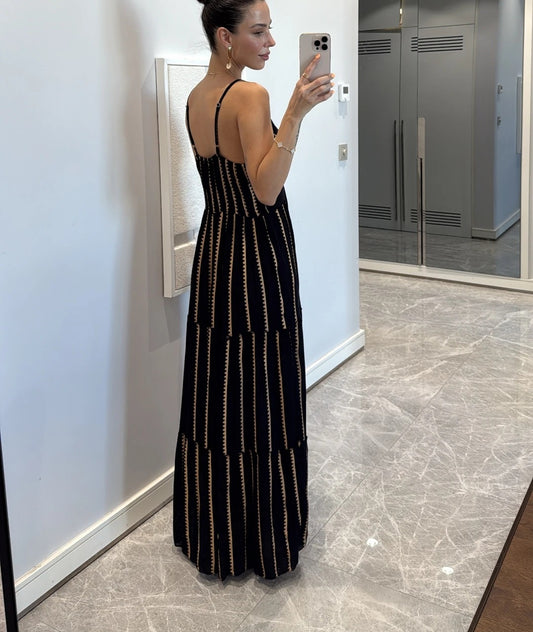 Summer Geometric Abstract Printed V neck Pleated Expansion Dress Vacation Maxi Dress