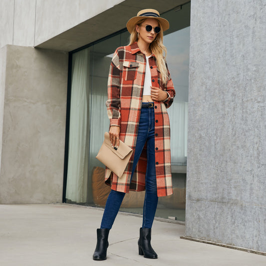 Women Clothing Mid Length Wind Coat Single Breasted Pocket Retro Coat for Women - Iyanka
