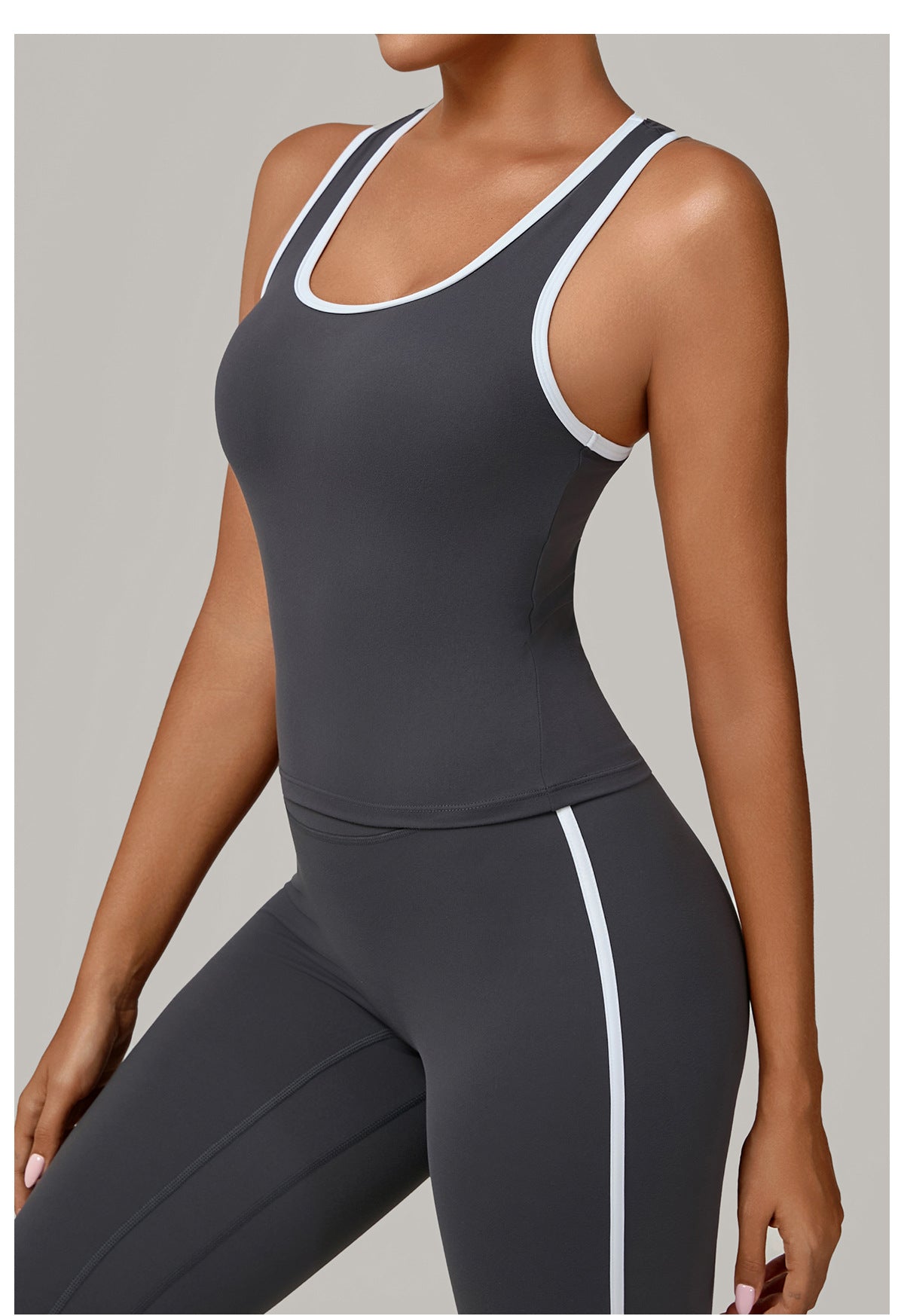 No Chest Pad Stitching Contrast Color Beauty Back Yoga Vest Quick Drying Workout Top Outer Wear Running Exercise Vest Women - Iyanka