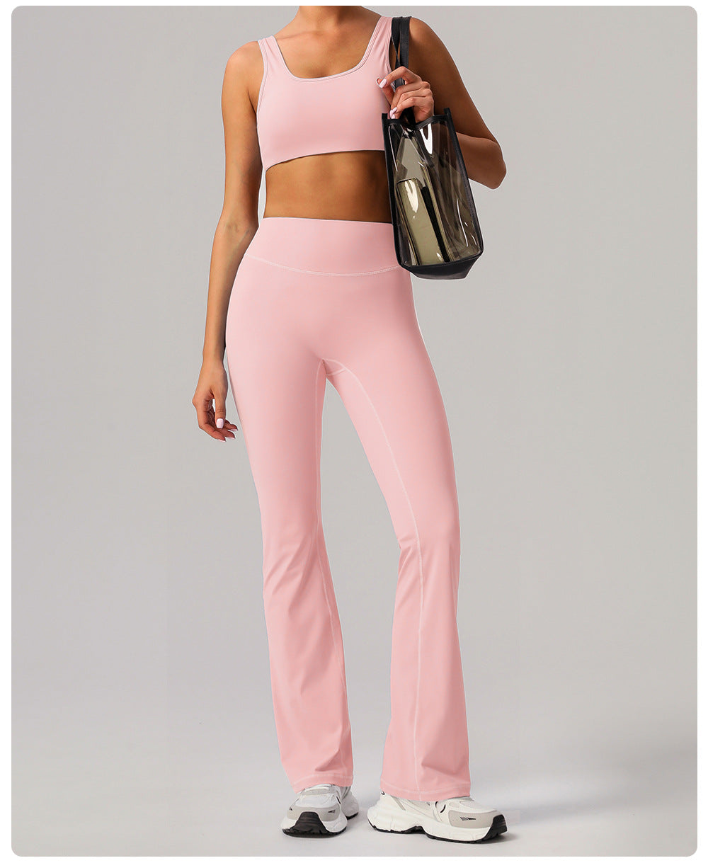 Yoga Wide Leg Pants High Waist Belly Contracting Fitness Trousers Women Skinny Hip Raise Bell Bottom Pants Sports Casual Pants - Iyanka