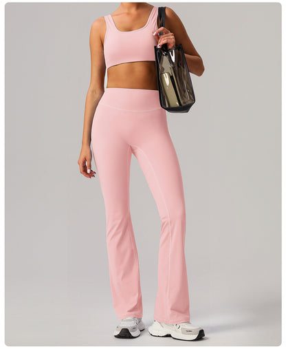 Yoga Wide Leg Pants High Waist Belly Contracting Fitness Trousers Women Skinny Hip Raise Bell Bottom Pants Sports Casual Pants - Iyanka