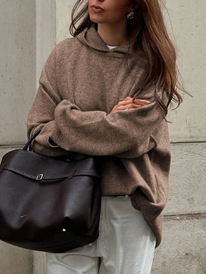 Casual Minimalist Long Sleeve Hooded Sweater Woolen - Iyanka
