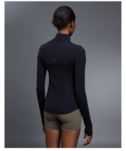Stand Collar Zipper Yoga Clothes Coat Women Cardigan Running Sports Jacket Waist Tight Thin Fitness Clothes - Iyanka
