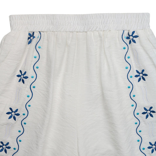 Ethnic Holiday Women Clothing Summer Casual Embroidery Cardigan Sleeveless Tank Top Shorts Two Piece Sets - Iyanka