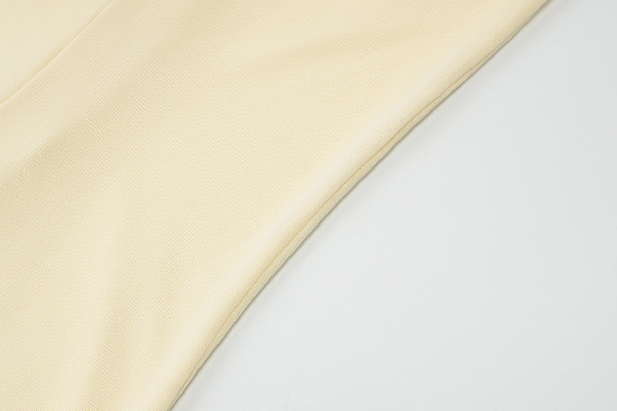 Women Clothing Summer Tube Top Slit Slim Fitting Solid Color Dress