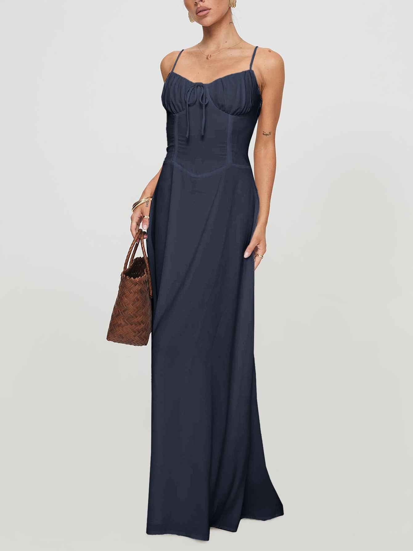 Elegant Evening Dress Short Sleeve Solid Color Dress Women Clothing Autumn Winter