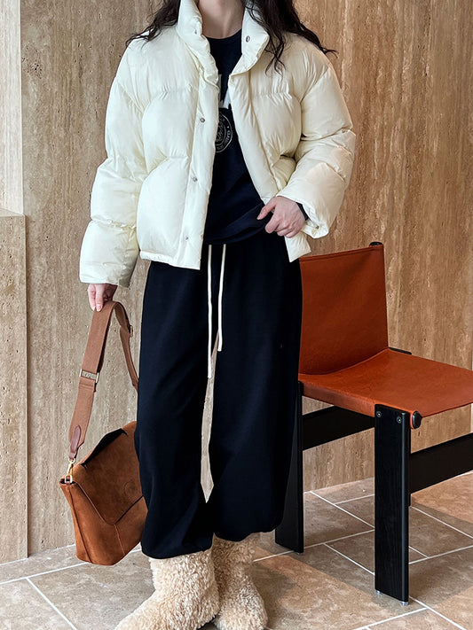 National Standard 90 White Duck down Short down Jacket Women Japanese All Matching Thickened Puffer Jacket - Iyanka