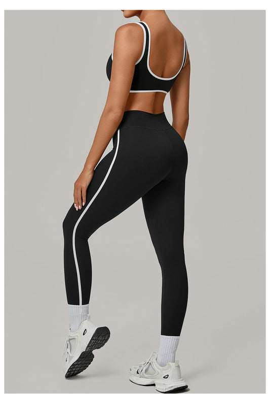 Contrast Color Binding Nude Feel Yoga Beauty Back Tight Quick Drying Workout Clothes Outdoor Sports Two Piece Sets - Iyanka