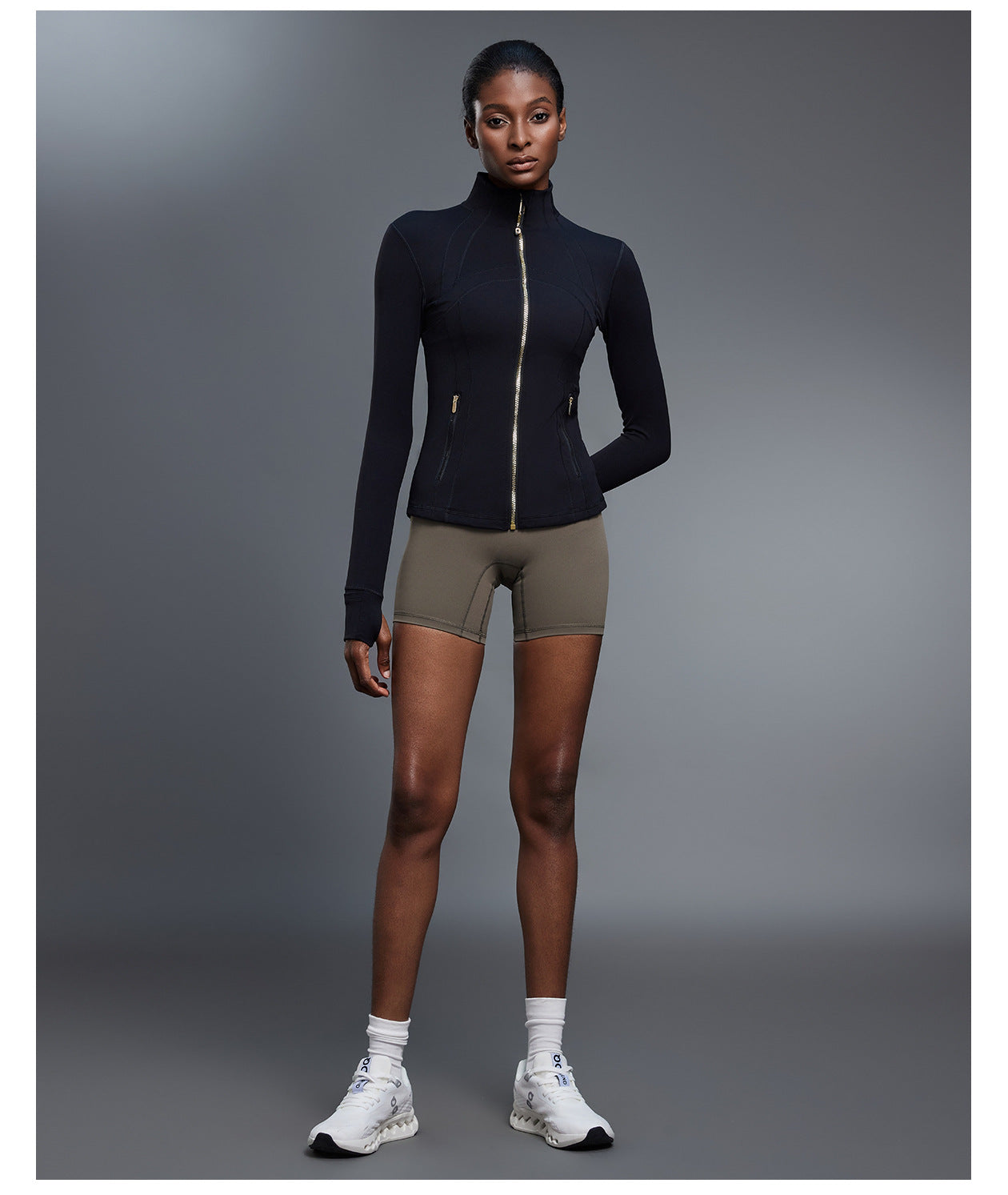 Stand Collar Zipper Yoga Clothes Coat Women Cardigan Running Sports Jacket Waist Tight Thin Fitness Clothes - Iyanka