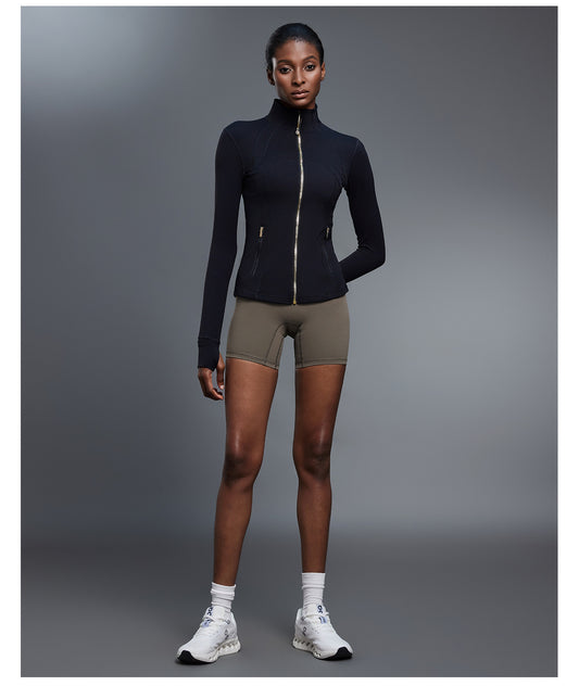 Stand Collar Zipper Yoga Clothes Coat Women Cardigan Running Sports Jacket Waist Tight Thin Fitness Clothes - Iyanka