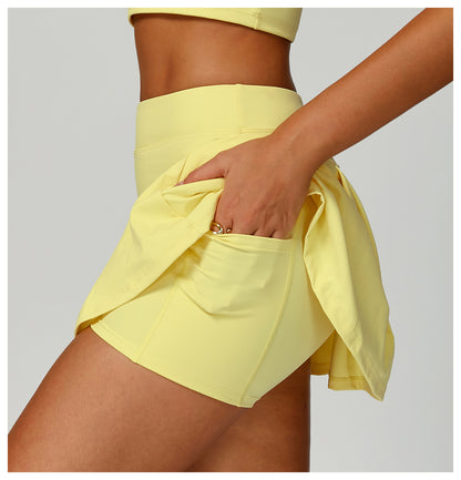Waist Turning Sports Short Skirt Anti Exposure Nude Feel Summer Short Skirt Pocket High Grade Short Skirt for Women - Iyanka