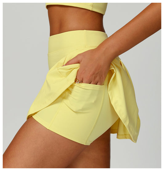 Waist Turning Sports Short Skirt Anti Exposure Nude Feel Summer Short Skirt Pocket High Grade Short Skirt for Women - Iyanka