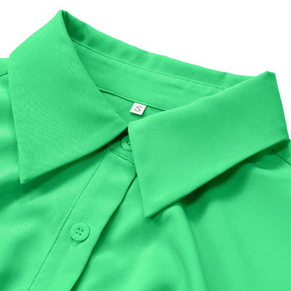 Women Clothing Dress Arrival Collared Elegant Mid Length Short Sleeve Single Breasted High Waist Shirt Dress