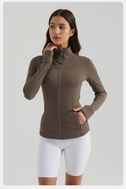 Yoga Clothes Coat Women Running Cycling Sports Long Sleeve Slim Stand Collar Sports Workout Clothes Women - Iyanka