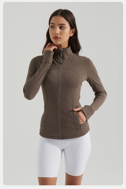 Yoga Clothes Coat Women Running Cycling Sports Long Sleeve Slim Stand Collar Sports Workout Clothes Women - Iyanka