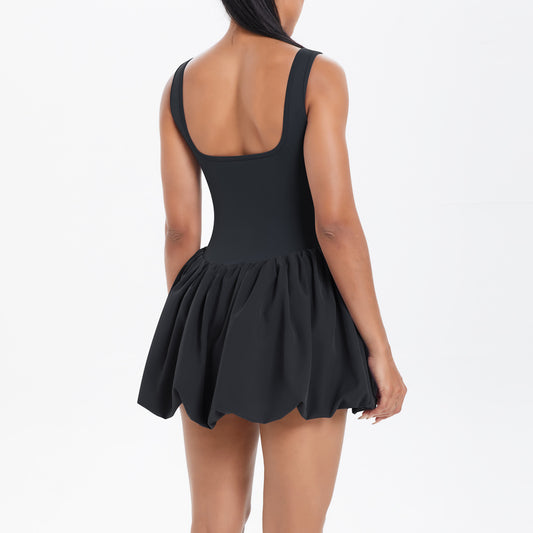 Cool Jumpsuit Tennis Skirt Sexy Beauty Back Pocket Backing Culottes Fitness Solid Color Sports Dress Women - Iyanka