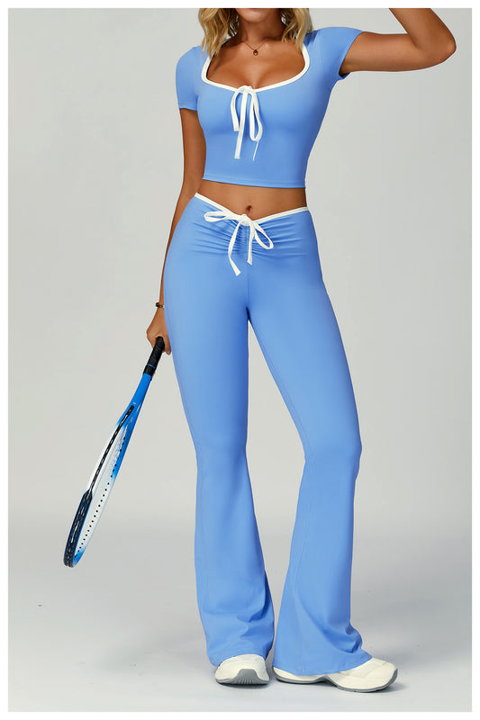 Contrast Color Binding Bell Bottom Pants Yoga Fitness Exercise Bootcut Trousers High Waist Slim Flare Pants Bell-Bottom Pants Women - Iyanka