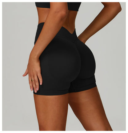 Seamless Knitted Tight Yoga Shorts Women V Shaped Waist Outer Wear Running Sports Quick Drying Fitness Pants - Iyanka