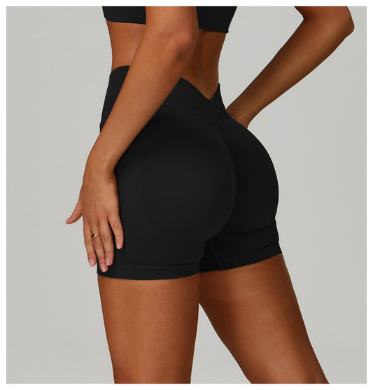 Seamless Knitted Tight Yoga Shorts Women V Shaped Waist Outer Wear Running Sports Quick Drying Fitness Pants - Iyanka