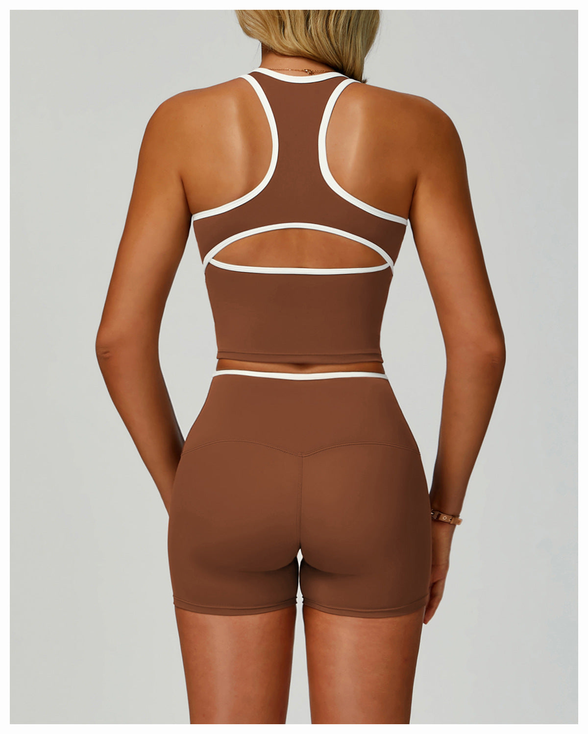 Contrast Color Binding Sports Vest Naked Women Feeling Hollow Out Cutout out Beauty Back Exercise Underwear Skinny Running Workout Clothes - Iyanka