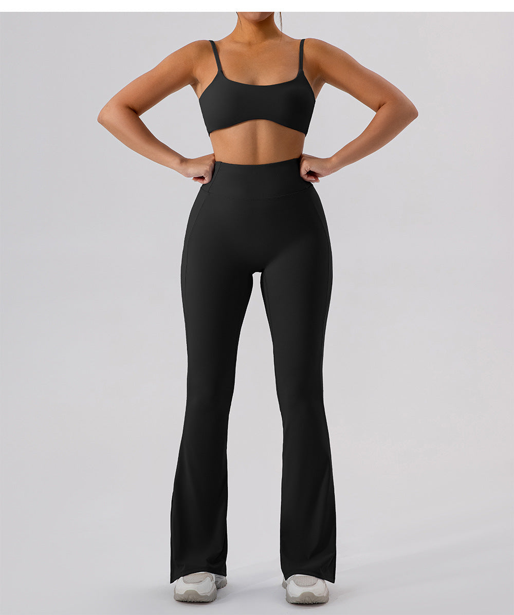 High Waist Skinny Outerwear Sweatpants Dance Nude Feel Hip Lifting Yoga Bell Bottom Pants Skinny Running Wide Leg Pants Women - Iyanka