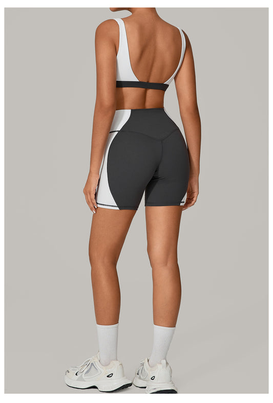 Autumn Sand Backless Yoga Clothes Color Matching Tight Quick Drying Fitness Clothes Medium Tenacity Sports - Iyanka