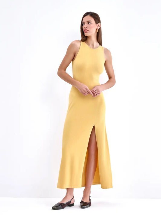 Vest Woolen Dress Long Elegant Split Tight Dress