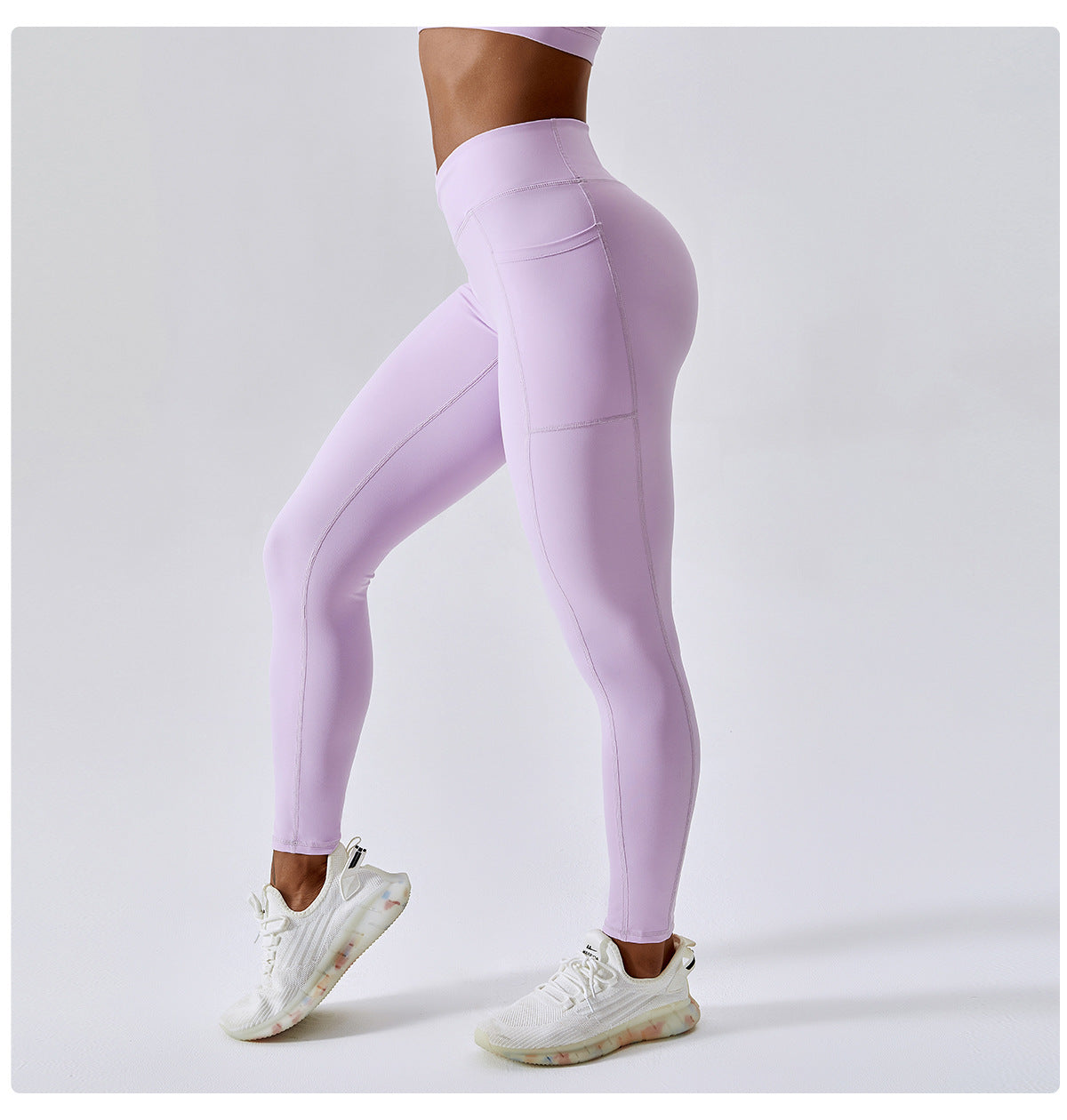Nude Feel Yoga Pants Hip Lifting Pocket Quick Drying Fitness Pants Criss Cross Waist Head Skinny Running Sports Pants Women - Iyanka