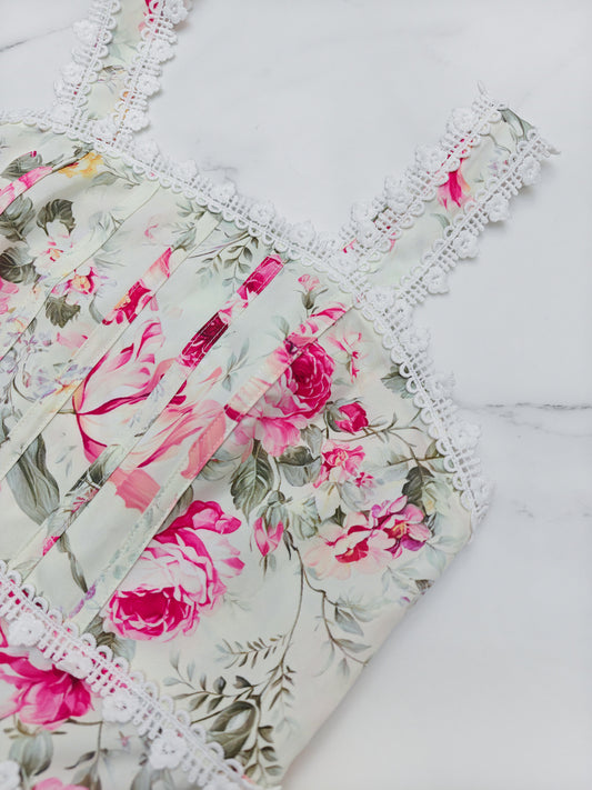 Women Holiday Floral Print Lace Sleeveless A line Dress