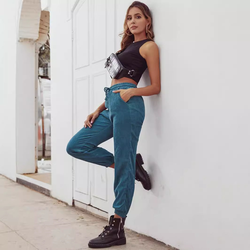 Women Clothing Casual Corduroy Trousers Autumn Winter - Iyanka