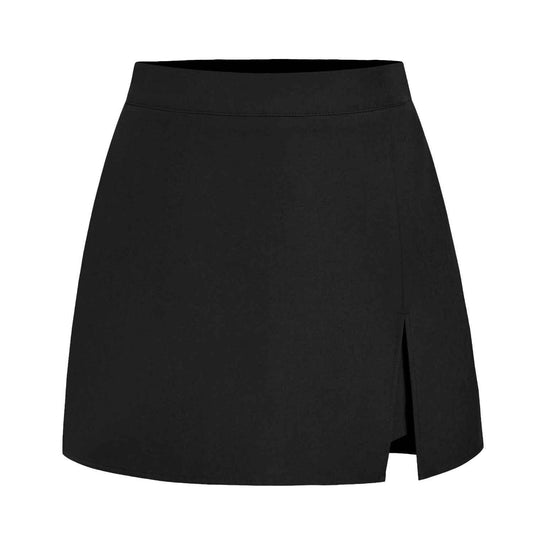 Women Clothing High Waist Slit Pantskirt High Quality Stretch Zipper Culottes Skirt