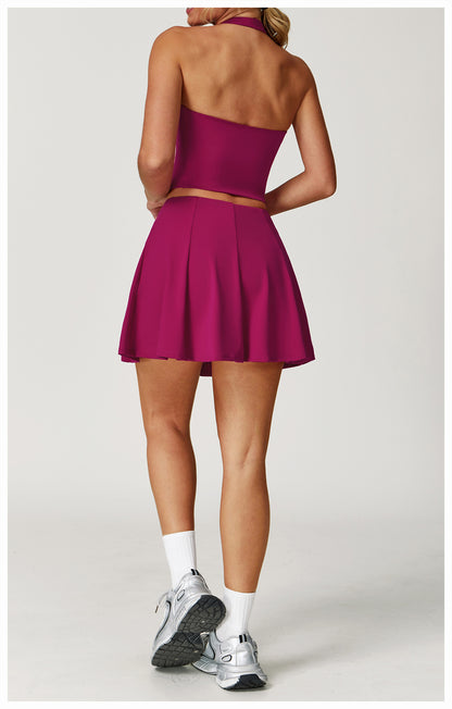 Nude Feel Quick Drying Sports Short Skirt Sports Fitness Yoga A line Short Skirt Anti Exposure Sports Tennis Skirt - Iyanka