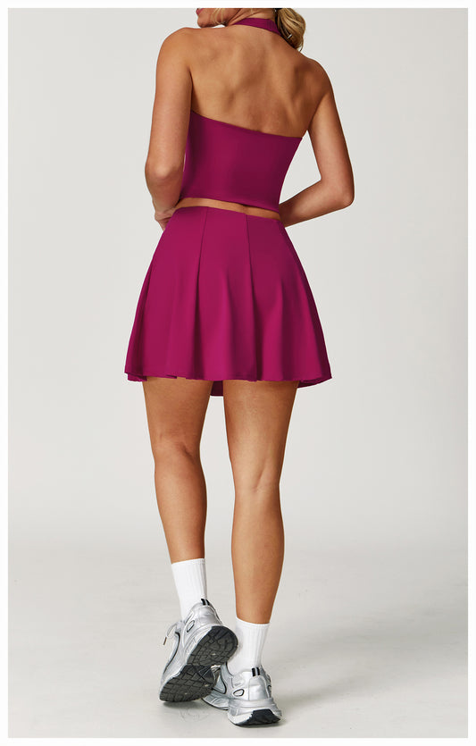 Nude Feel Quick Drying Sports Short Skirt Sports Fitness Yoga A line Short Skirt Anti Exposure Sports Tennis Skirt - Iyanka