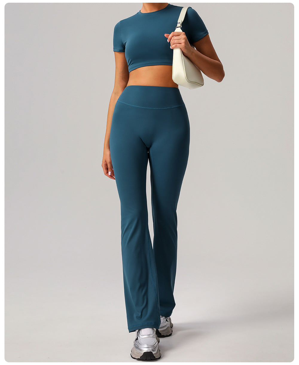 Yoga Wide Leg Pants High Waist Belly Contracting Fitness Trousers Women Skinny Hip Raise Bell Bottom Pants Sports Casual Pants - Iyanka
