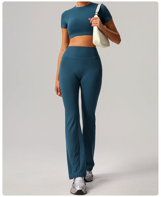 Yoga Wide Leg Pants High Waist Belly Contracting Fitness Trousers Women Skinny Hip Raise Bell Bottom Pants Sports Casual Pants - Iyanka