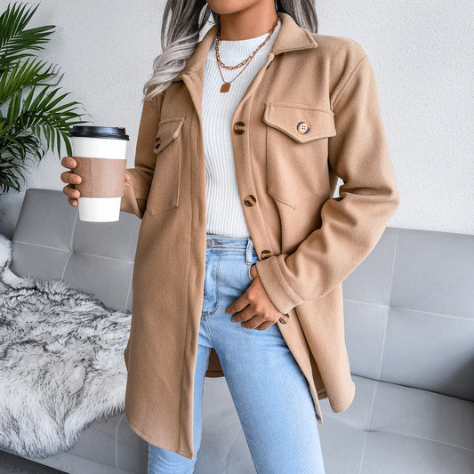 Autumn Winter Single Breasted Woolen Coat Outerwear Women Clothing - Iyanka