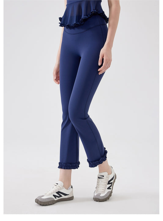 High Waist Lace Slimming Smoke Tube Cropped Pants Slim Fit Yoga Pants Women Hip Lifting Running Workout Pants Fitness Pants - Iyanka