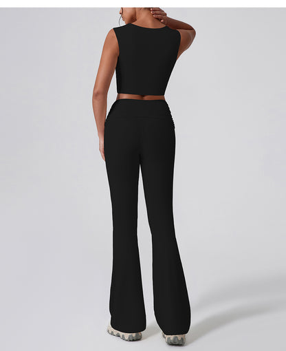 Wide Leg Tight Nude Feel Hip Lifting Yoga Bell Bottom Pants Dance High Waist Micro Pull Quick Drying Casual Sports Trousers Women - Iyanka