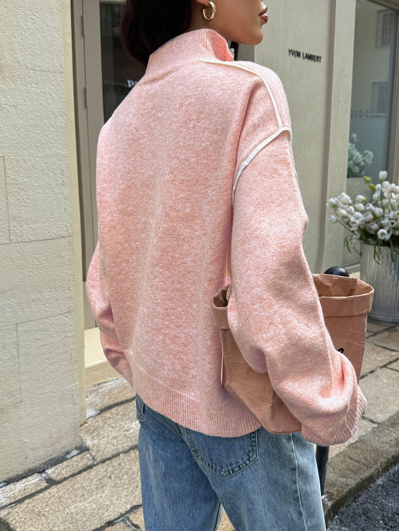 Casual Simple Solid Color Long Sleeve Zipper Sweaters Women Clothing Autumn Winter - Iyanka