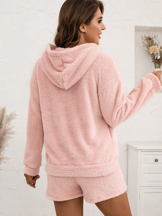 Plush Hooded Sweater Set Casual Homewear Double-Sided Plush Two-Piece Set Women - Iyanka
