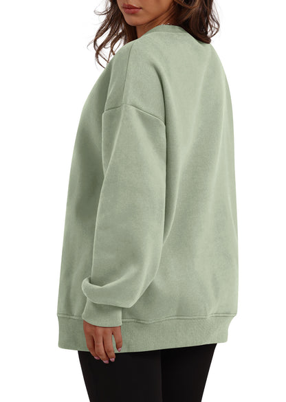 Autumn Winter Women round Neck Long Sleeved Sweatshirt Pullover Fleece Sweater - Iyanka