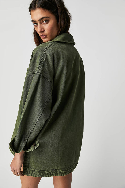Casual Pocket Side Slit Denim Women Coat - Iyanka