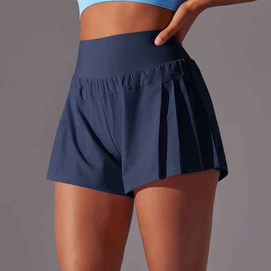 Cool Feeling Tennis Pants Waist Tight Slimming Leggings Running Fitness Pants Solid Color Skin Friendly Sports Yoga Shorts for Women - Iyanka