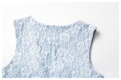 Lace Nude Feel Dress Stitching Mesh Breathable Zipper Sports Running Anti Exposure Dress - Iyanka