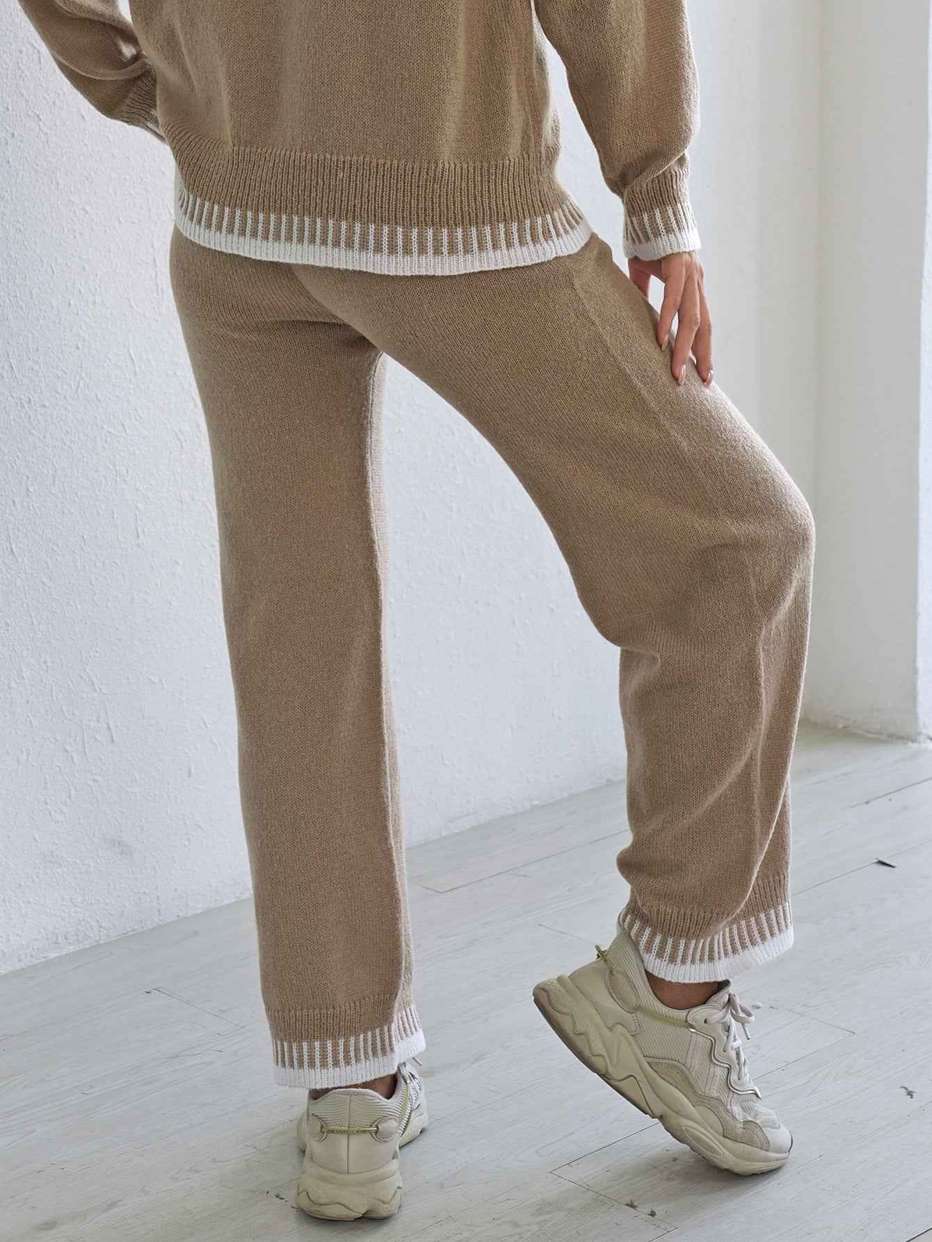 Autumn Winter Color Contrast Patchwork Wide Leg Pants