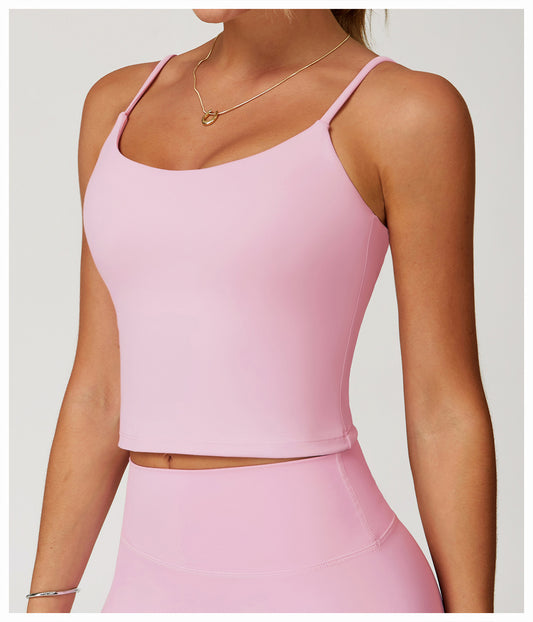 Brushed Yoga Vest Hollow Out Cutout Back Double Shoulder Strap Sports Vest Running Fitness Top Women - Iyanka