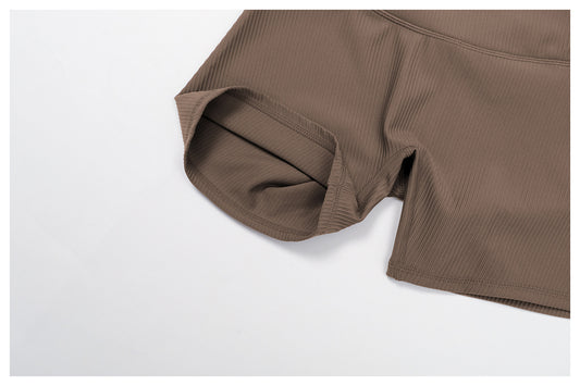 Threaded Tight Yoga Shorts High Waist Hip Lift High Intensity Sports Workout Clothes Outdoor Running Shorts - Iyanka